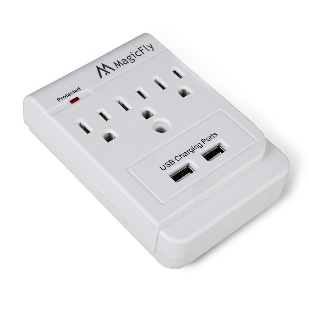 3 AC Outlet Wall Mount Surge Protector with 2 Dual USB Charging Ports