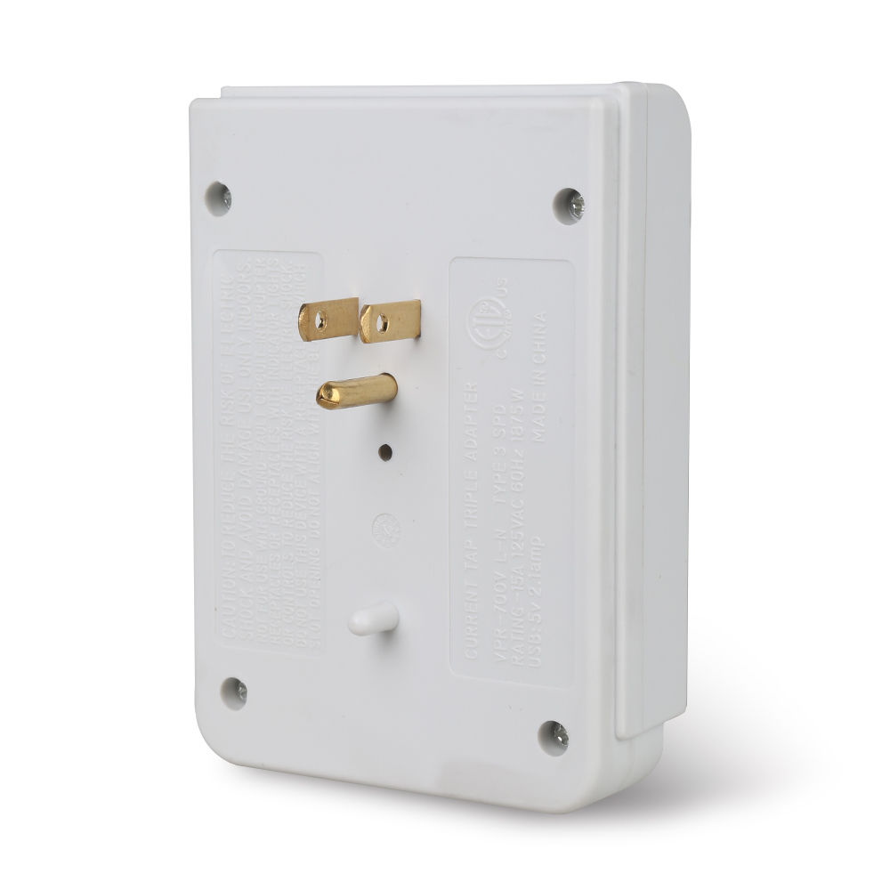 3 AC Outlet Wall Mount Surge Protector with 2 Dual USB Charging Ports