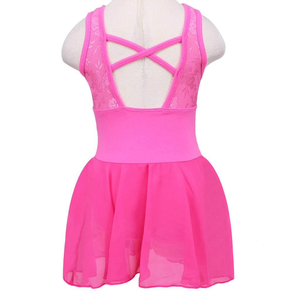 New Kid Girls Gym Leotard Ballet Chiffon Skirt Flower Lace Backless Dress 312Y eBay