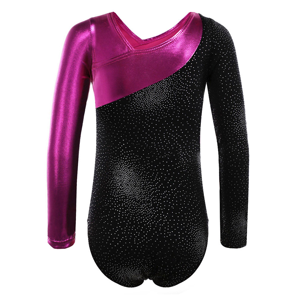 Kid Sparkle Gymnastic Leotards Girl Ballet Dance Sport Dancewear Shiny ...