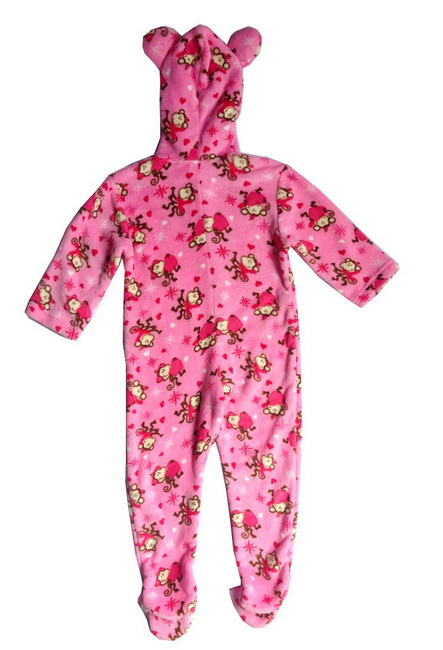 Cute-Girls-Fleece-Soft-Footed-Hooded-Pajamas-One-piece-Sleepwear-Nightgown-3-12Y