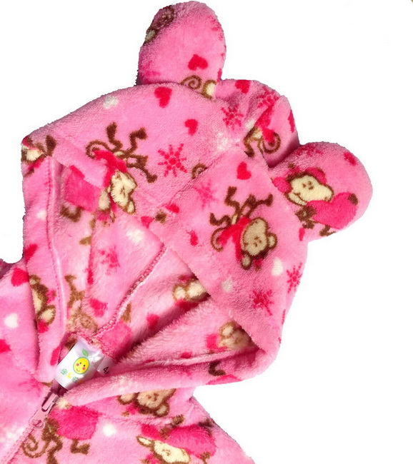 Cute-Girls-Fleece-Soft-Footed-Hooded-Pajamas-One-piece-Sleepwear-Nightgown-3-12Y