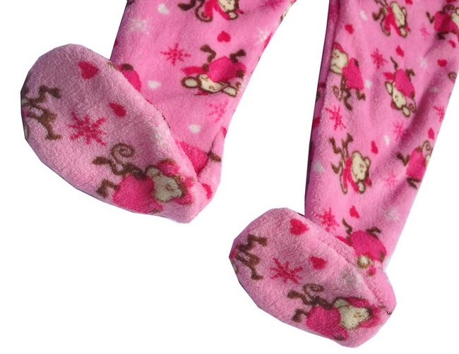 Cute-Girls-Fleece-Soft-Footed-Hooded-Pajamas-One-piece-Sleepwear-Nightgown-3-12Y