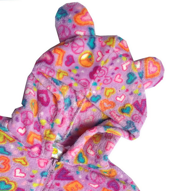 Cute-Girls-Fleece-Soft-Footed-Hooded-Pajamas-One-piece-Sleepwear-Nightgown-3-12Y