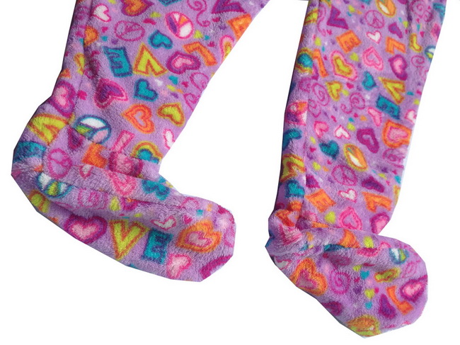Cute-Girls-Fleece-Soft-Footed-Hooded-Pajamas-One-piece-Sleepwear-Nightgown-3-12Y