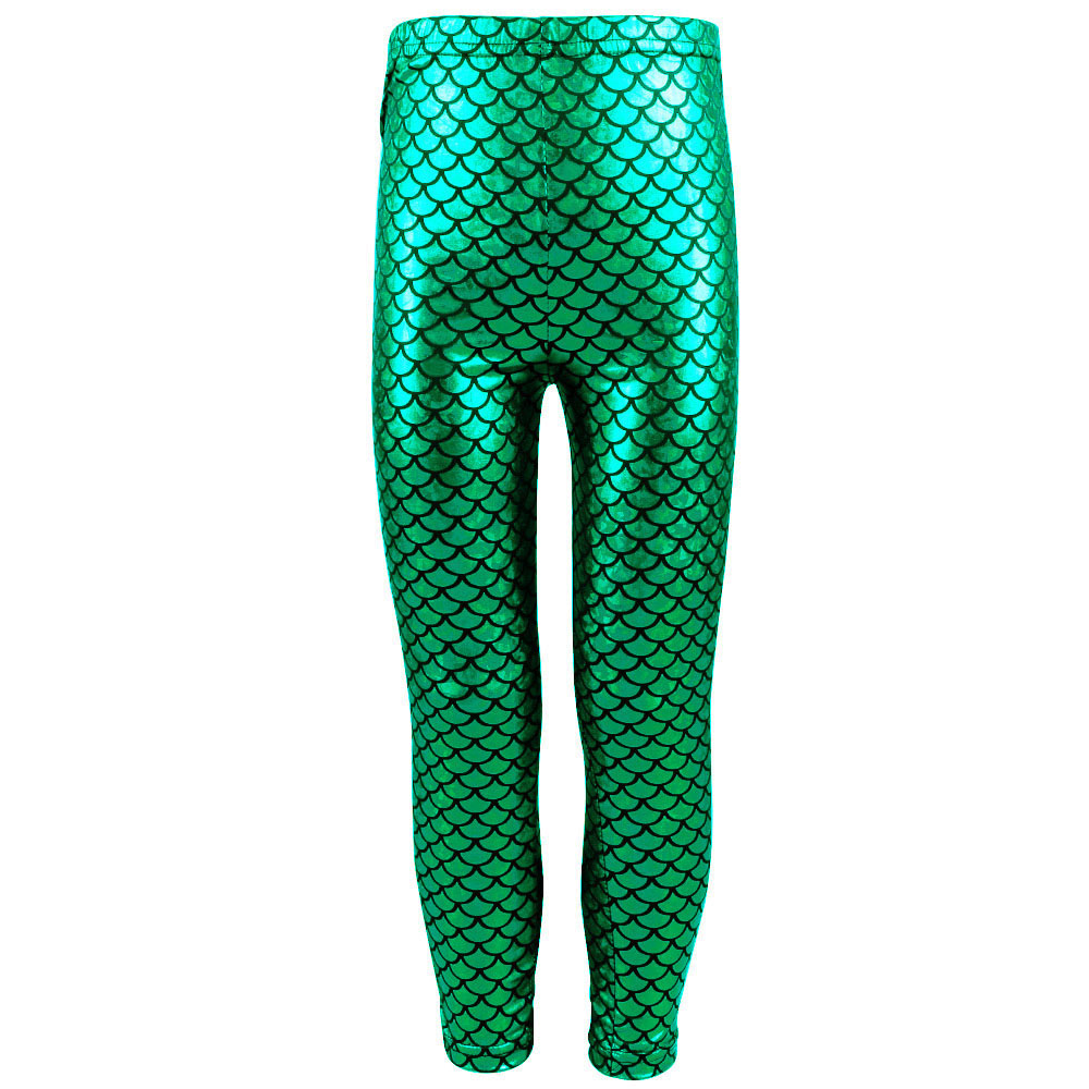 Little Girls Fish Scale Mermaid Skinny Leggings Kids Stretchy Slim Pants 310Y