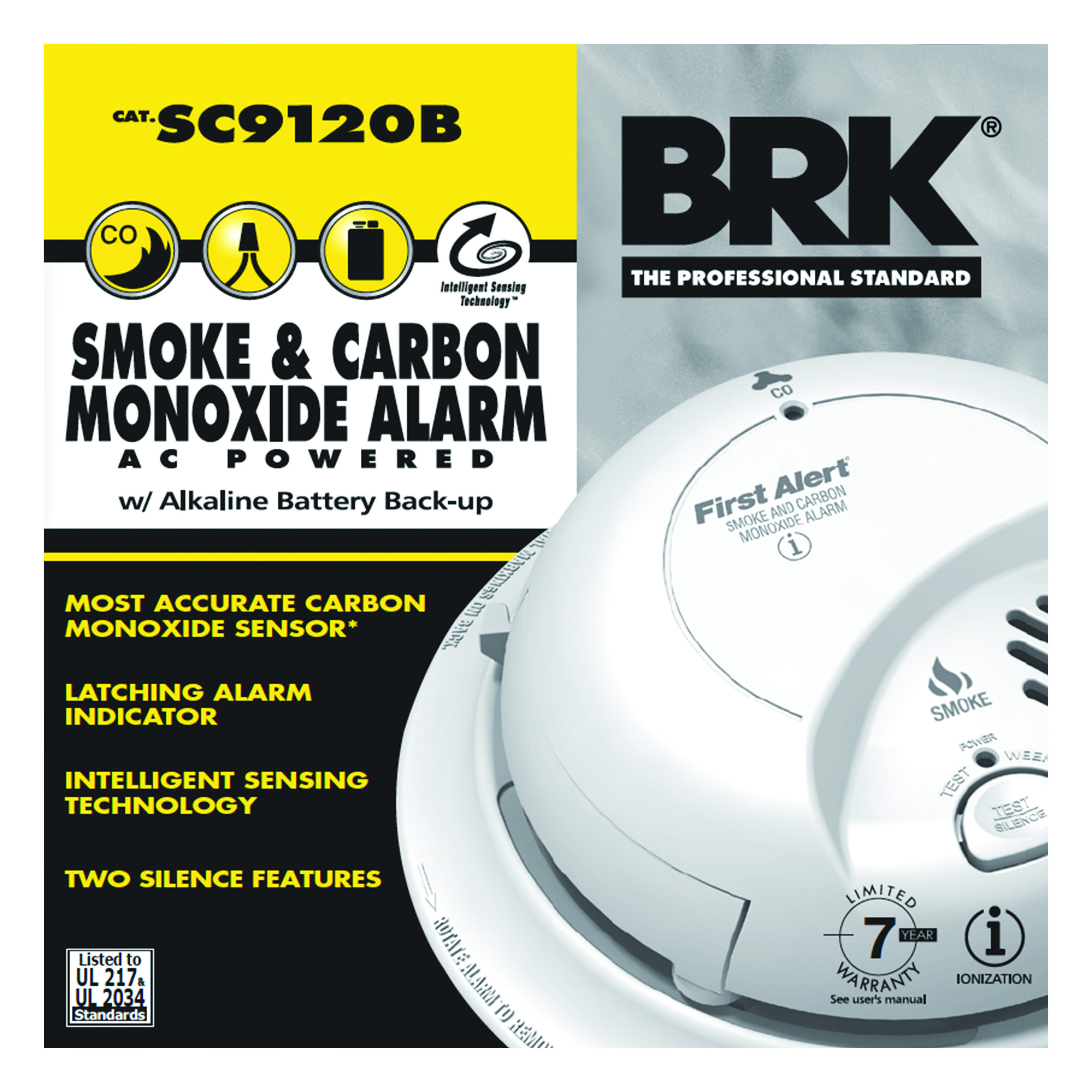 BRK 120 Volts Hard Wired with Battery Back Up Smoke and Carbon Monoxide Alarm eBay