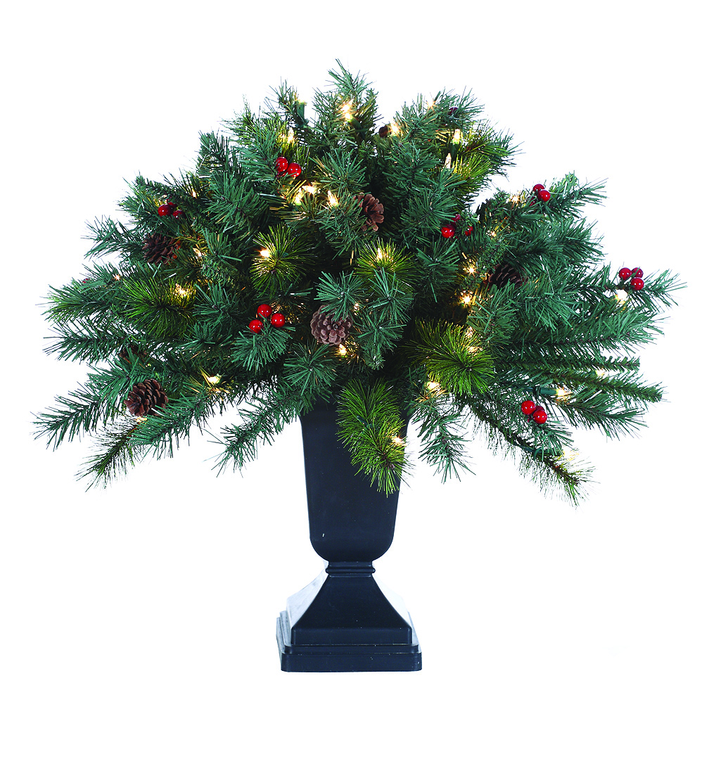 2' PreLit Potted Artificial Topiary with Pinecones & Berries Christmas