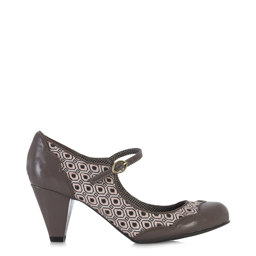 Ruby Shoo Hazel brevetto tacco medio Mary Jane Pompe VISONE NERO UK3-9 36-42