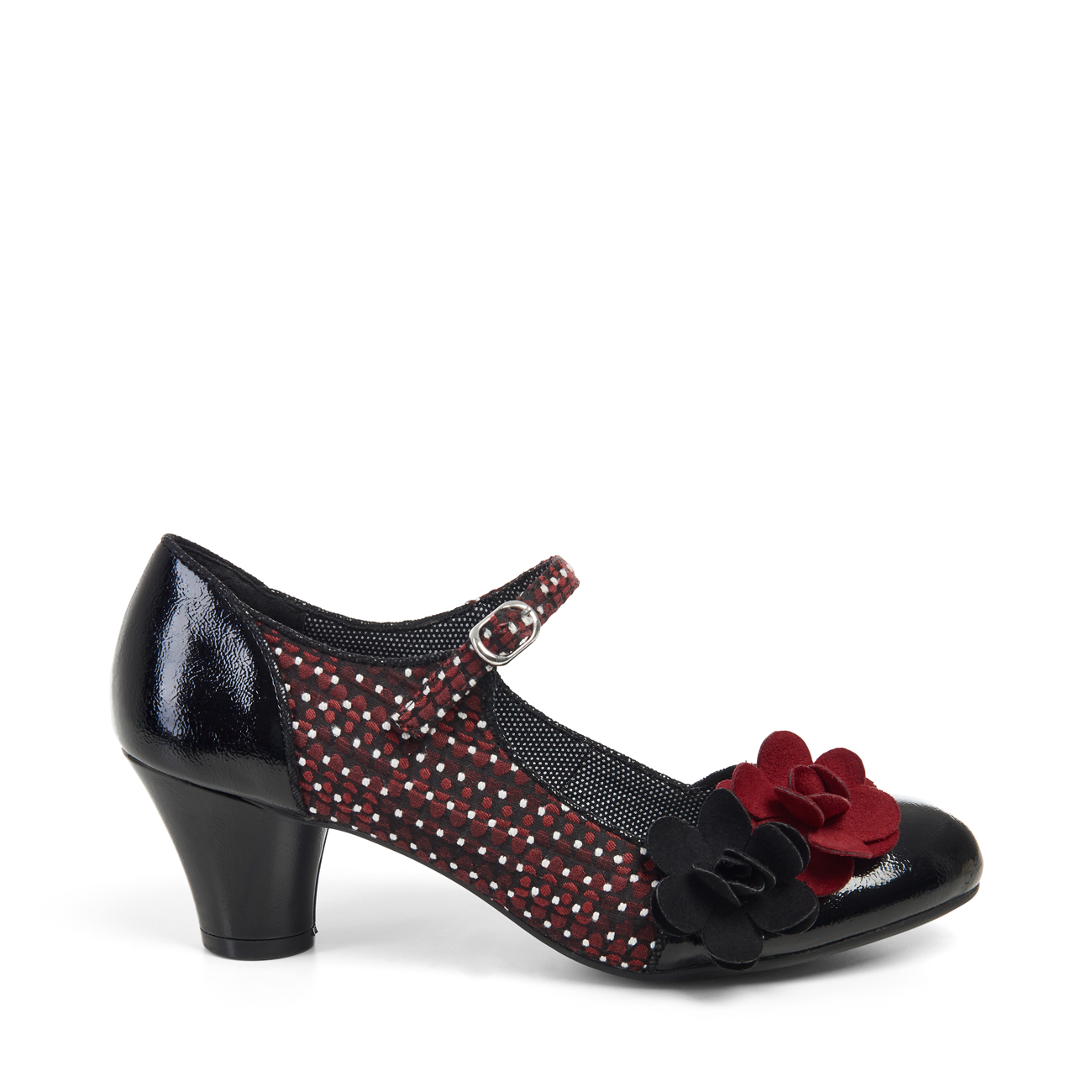 Ruby Shoo Freya Mid Heel Mary Jane Corsage Pumps 3-9 36-42 Black Blue
