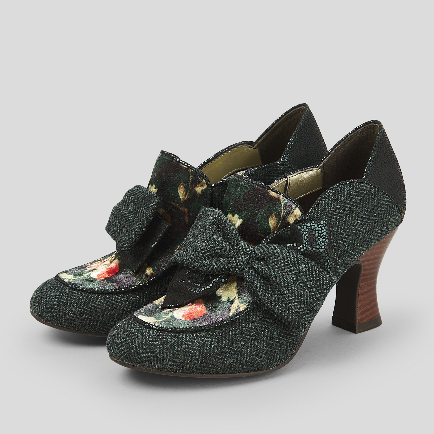 Ruby Shoo Astrid High Heel Shoe Boots UK 2-9 EU 35-42 Black Green