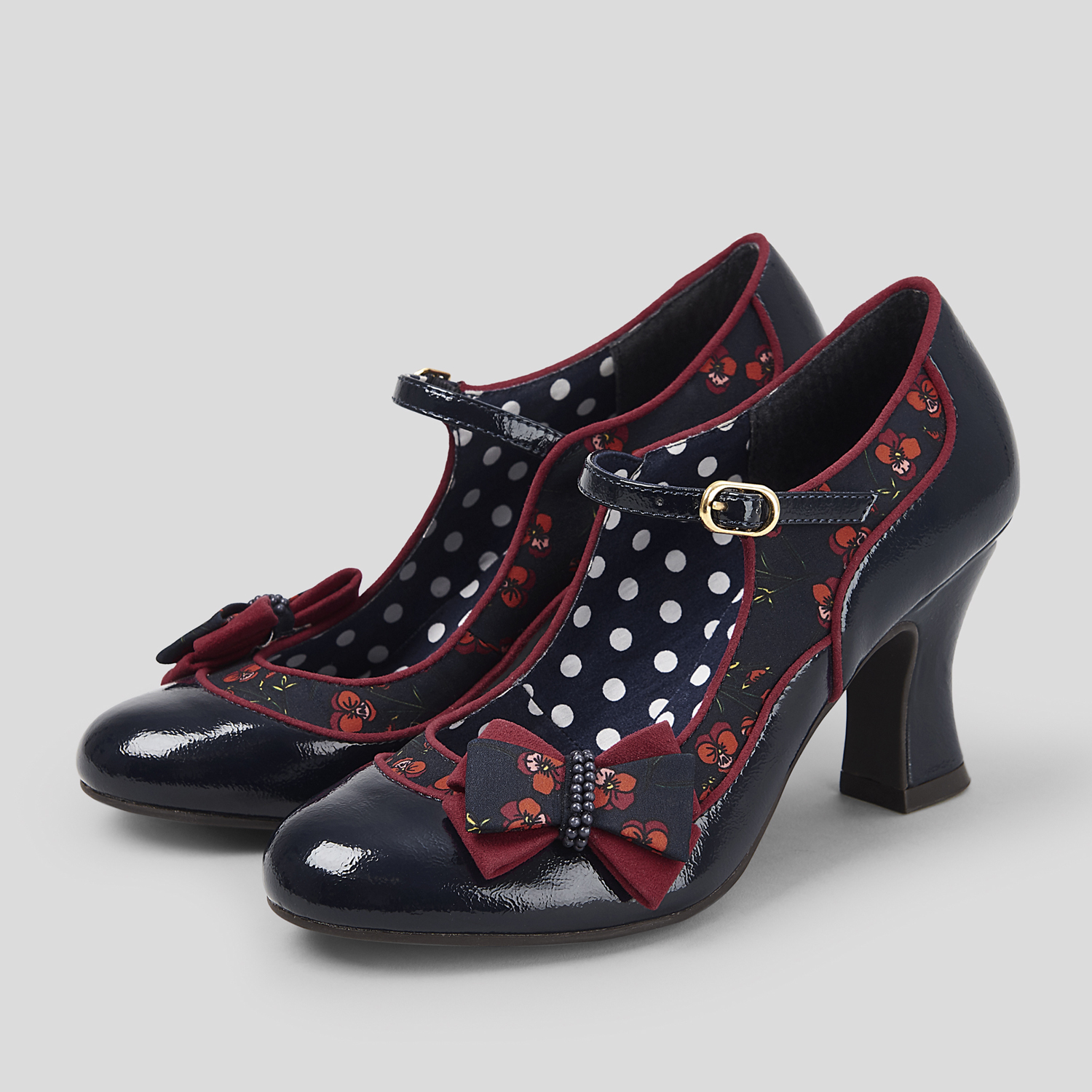 Ruby Shoo Camilla High Heel Mary Jane Shoes UK 2-9 EU 35-42 Navy Burgundy Black