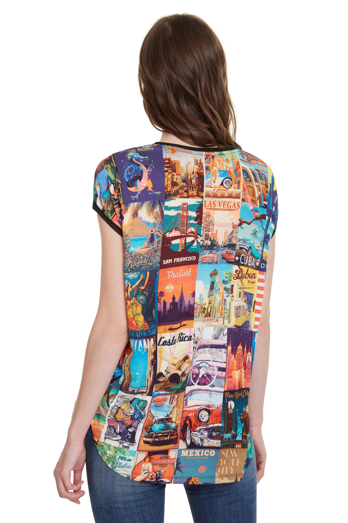 Desigual Phoebe Tshirt Bright Retro Holiday Postcards S-XL UK 10-16 RRP£44