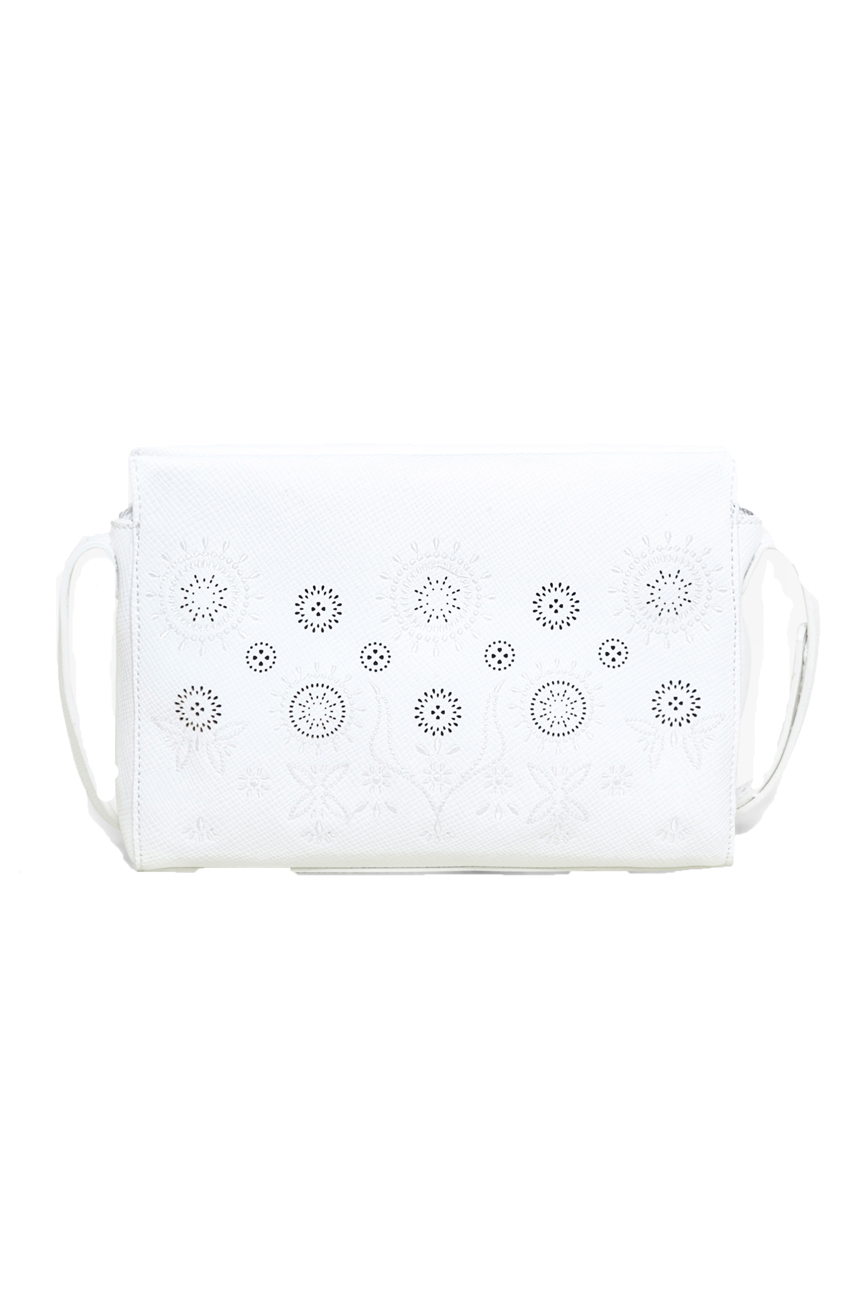 Desigual Vegas Vanesa Bag White Lemon Red Patterned Faux Leather RRP�54