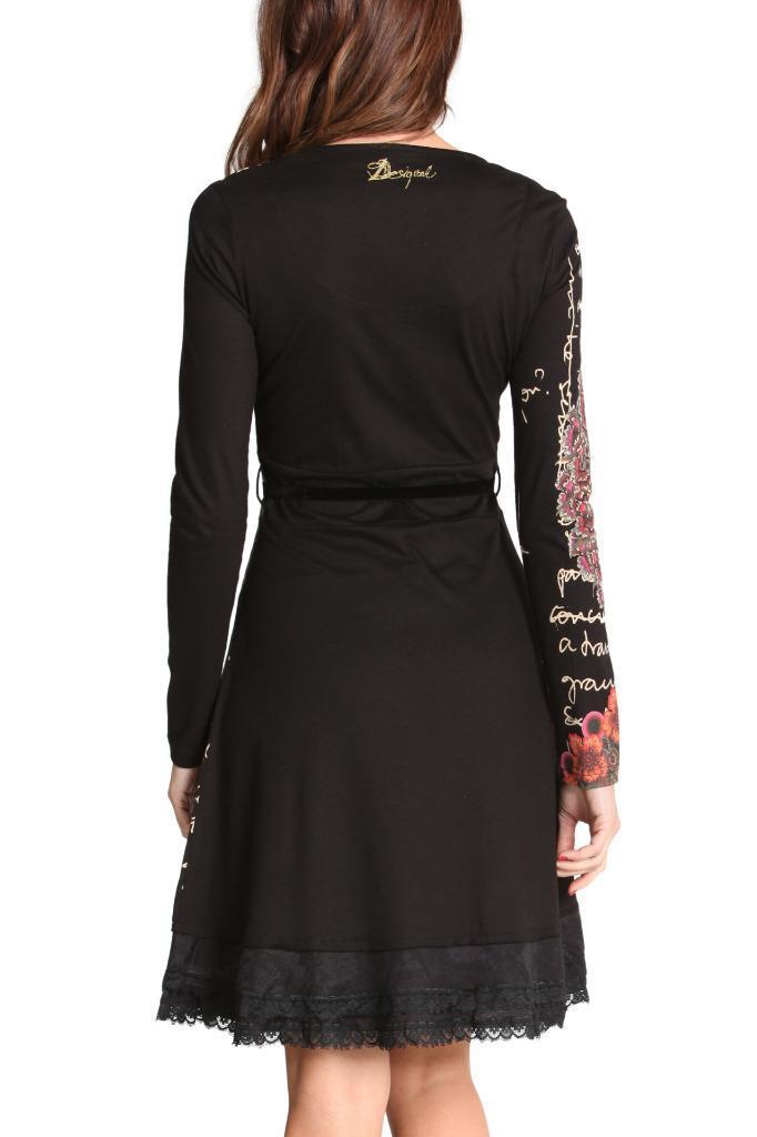 Desigual Saray Jersey Dress SL 1014 RRP£89 Long Sleeved Brown Black Hourglass eBay
