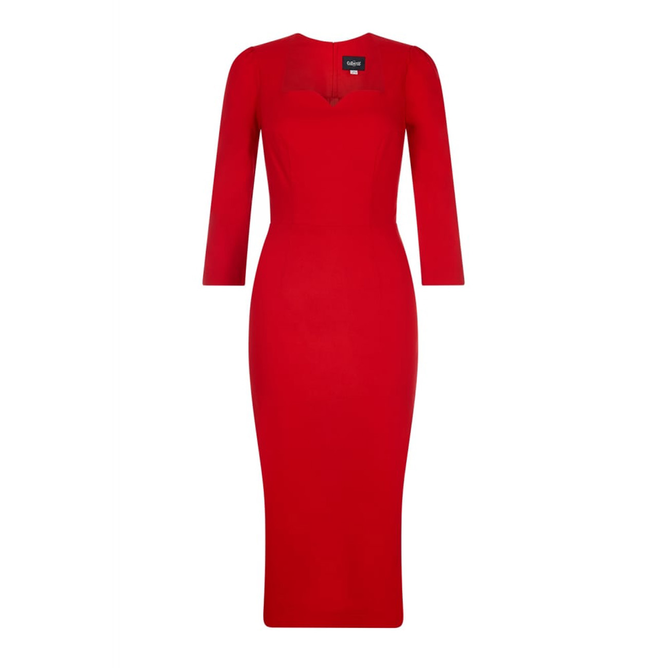 Collectif Vintage Red Black Vanessa Starlet Pencil Dress Sz 8-22 1950s
