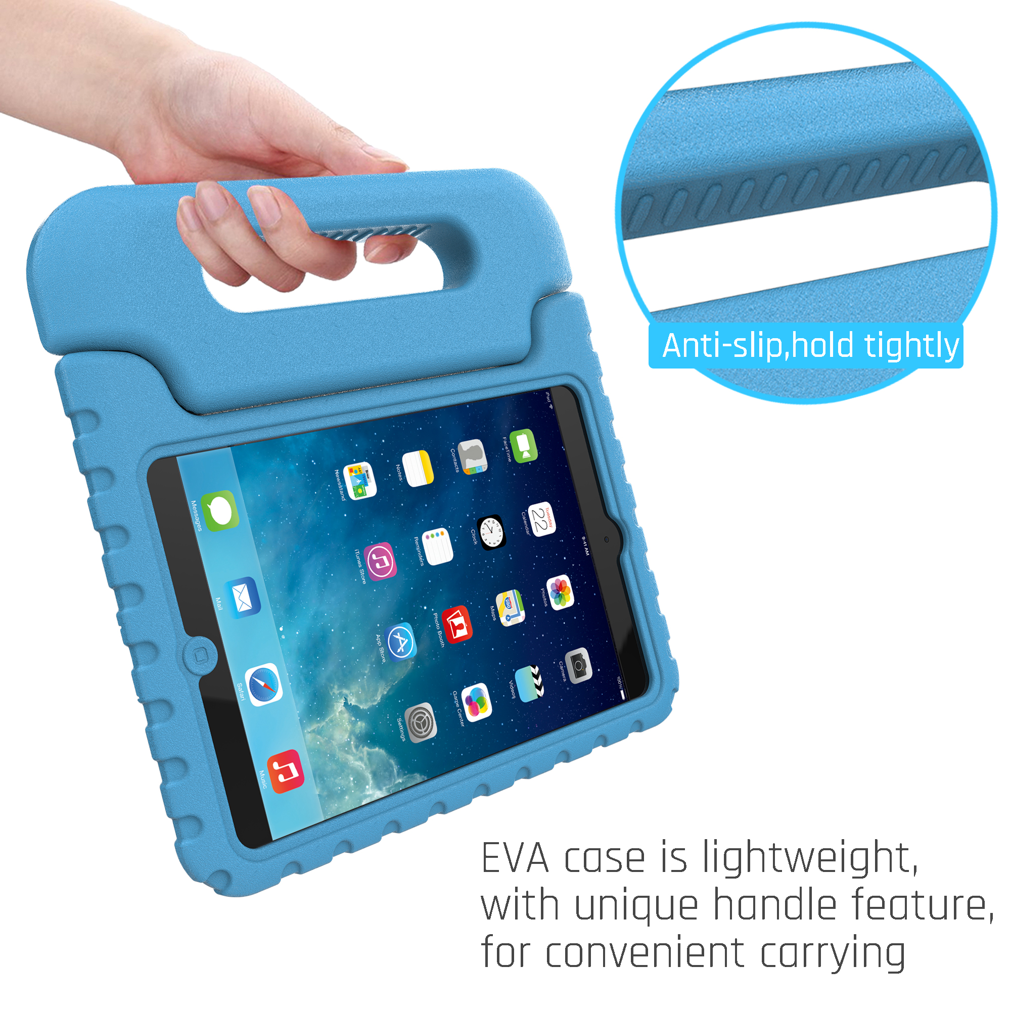 Stalion®Safe Shockproof Foam Kids Case with Handle for Apple iPad 2 3 4