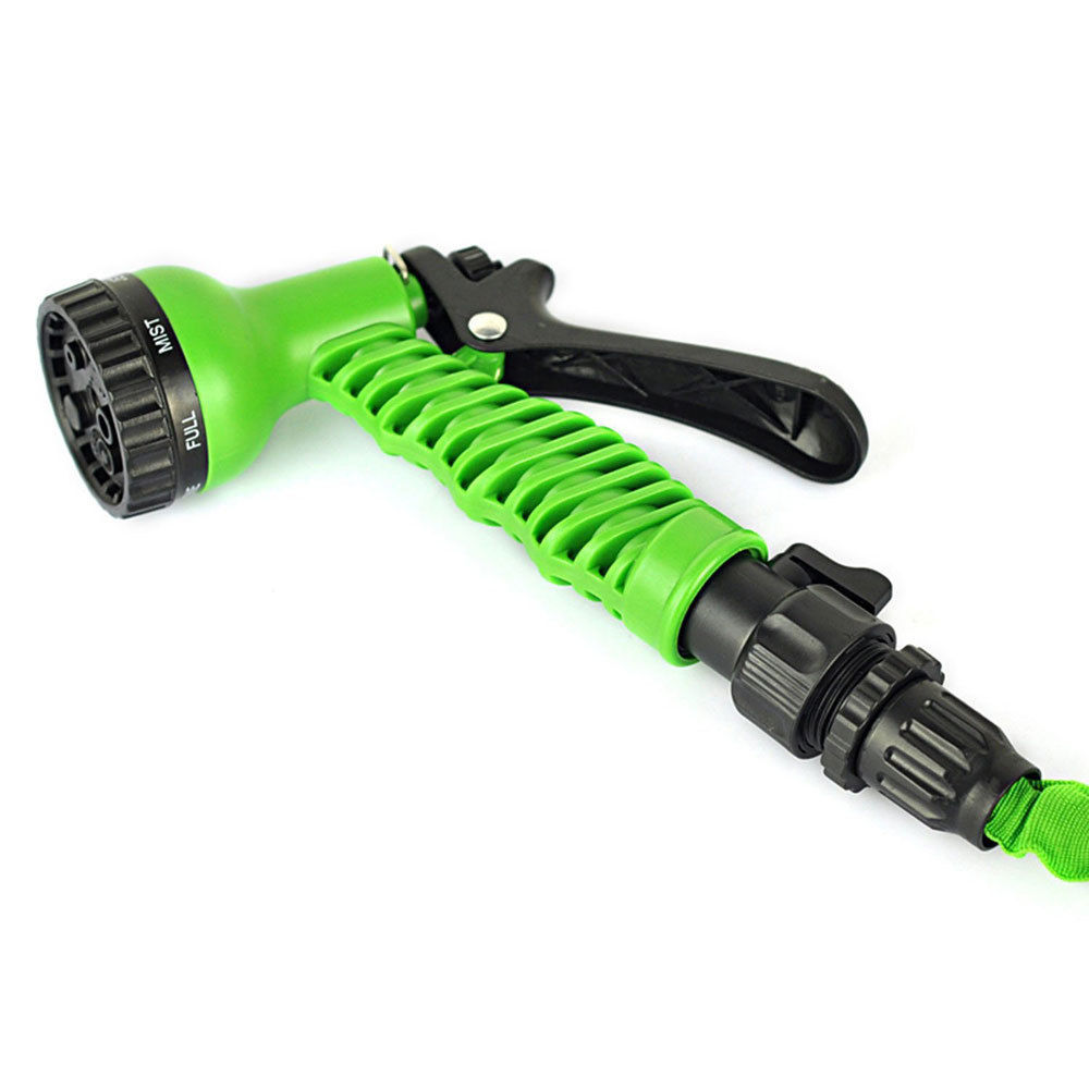 Latex 50 75 100 FT Expanding Flexible Garden Water Hose Spray Nozzle