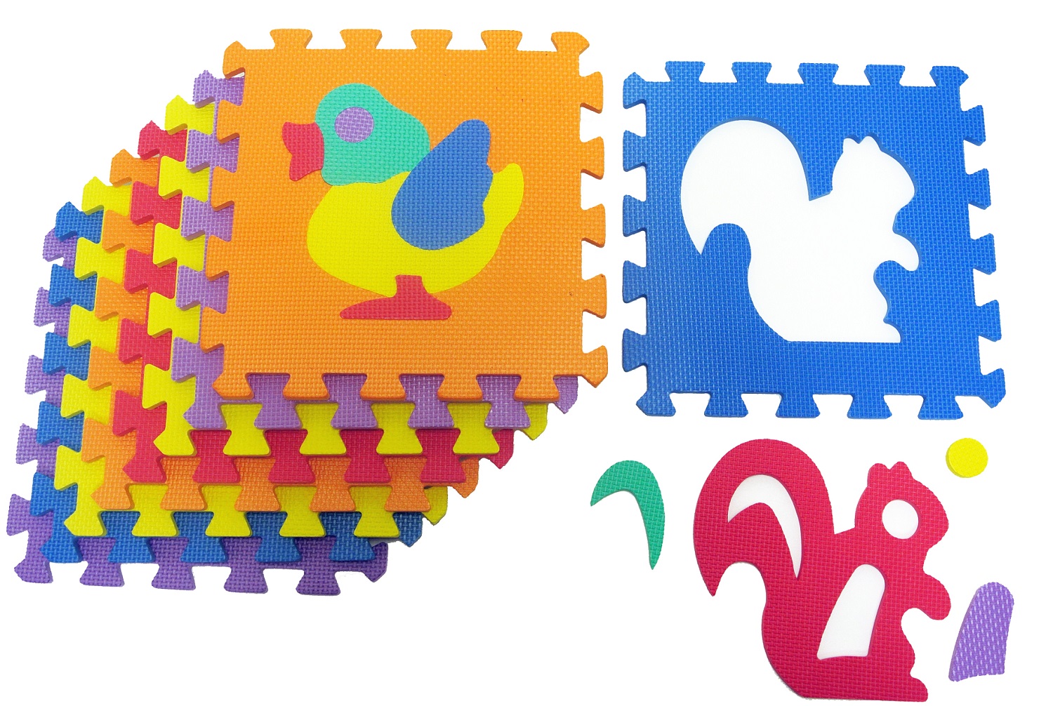ProSource Kids Interlocking Puzzle 9 Tiles Foam Play Mat Baby Toddler