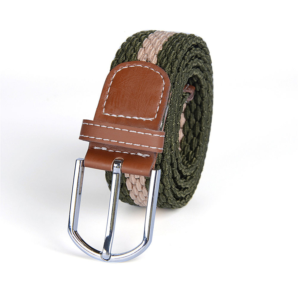 Mens Womens Elastic Cotton Stretch Braided Belts Tabbed Twisted Casual