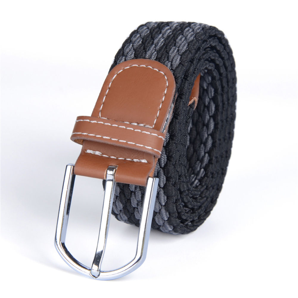 Mens Womens Elastic Cotton Stretch Braided Belts Tabbed Twisted Casual
