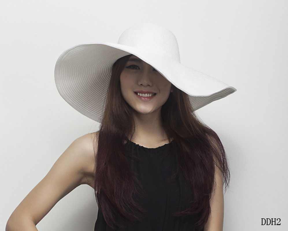 Fashion Womens Wide Large Brim Floppy Summer Beach Sun Hat Straw Derby Cap New - Picture 8 of 10
