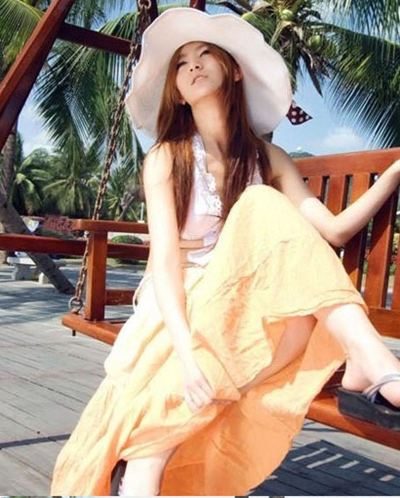 Fashion Womens Wide Large Brim Floppy Summer Beach Sun Hat Straw Derby Cap New - Picture 9 of 10
