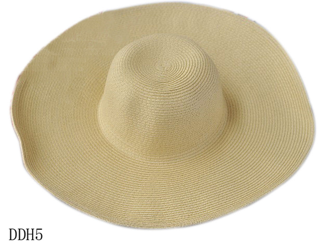 Fashion Womens Wide Large Brim Floppy Summer Beach Sun Hat Straw Derby Cap New - Picture 2 of 10