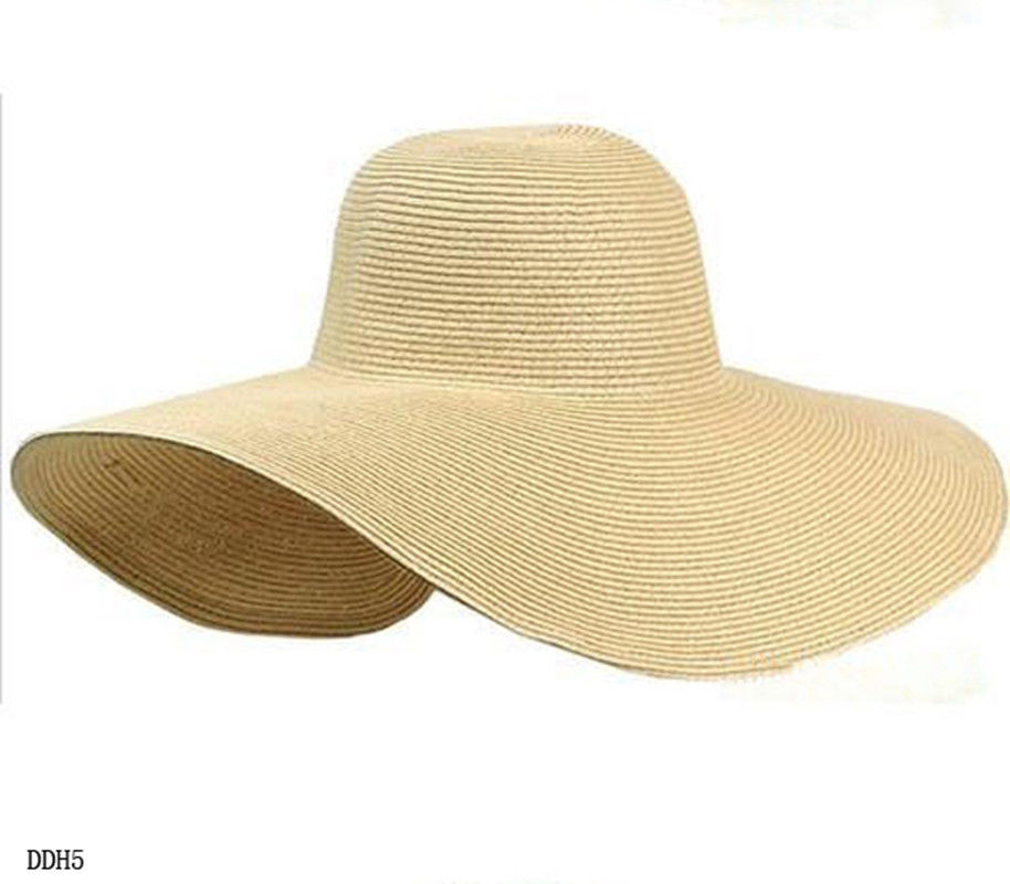 Fashion Womens Wide Large Brim Floppy Summer Beach Sun Hat Straw Derby Cap New - Picture 3 of 10