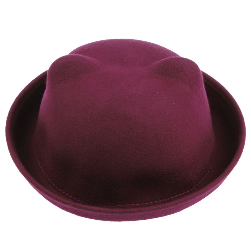 New Vintage Unique Women Men Cute Wool Cat Ears Hat Cap Christmas Derby Bowler - Picture 8 of 9