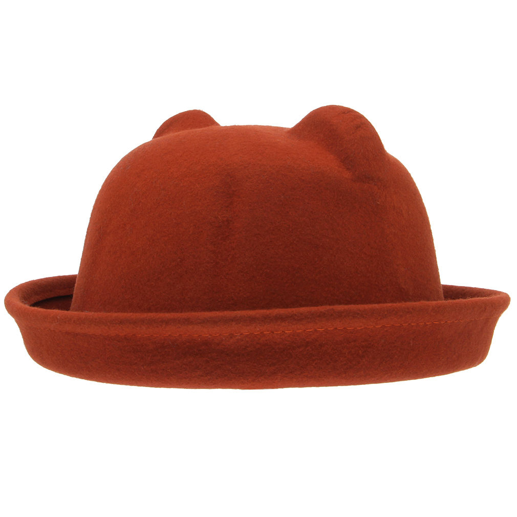 New Vintage Unique Women Men Cute Wool Cat Ears Hat Cap Christmas Derby Bowler - Picture 9 of 9