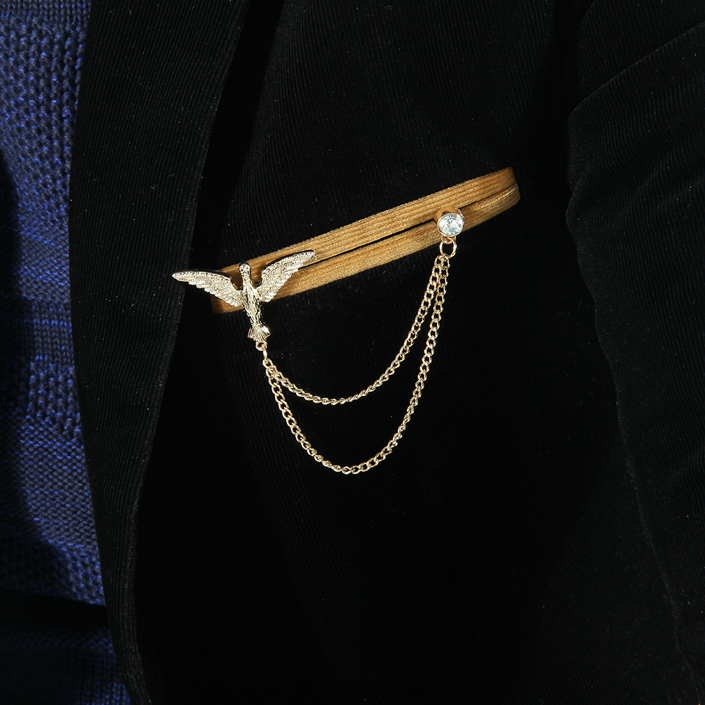 Men's diamante Rhinestone Gold Tie Tack Chain Suit Pin Lapel brooch Accessories eBay