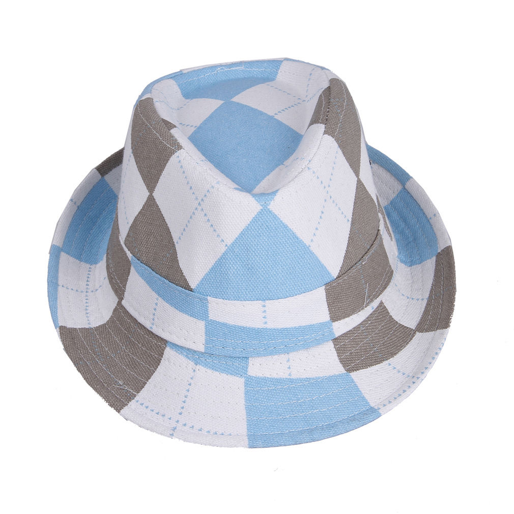 Plaid/Solid Boys Fedoras Baby Cap Dicer Top Fedora Hat Kids Boy Girls 2