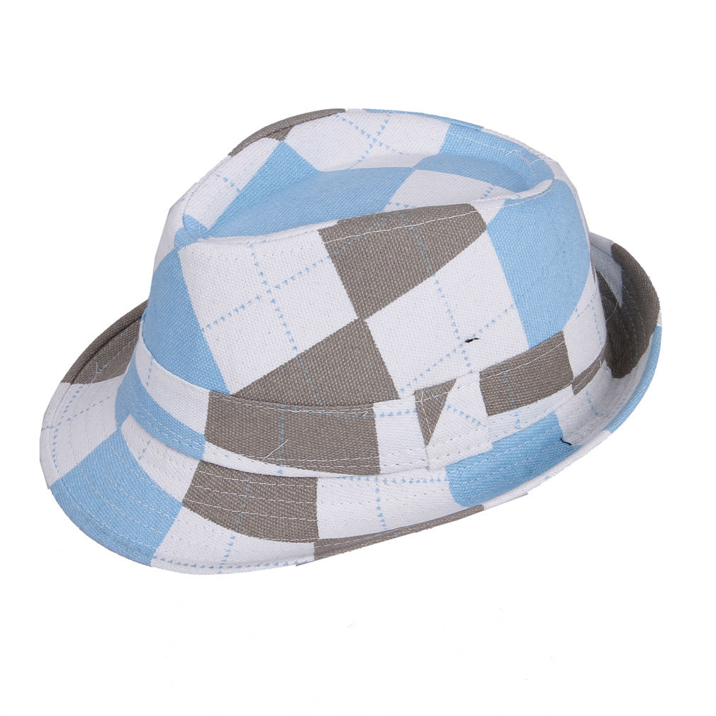 Plaid/Solid Boys Fedoras Baby Cap Dicer Top Fedora Hat Kids Boy Girls 2