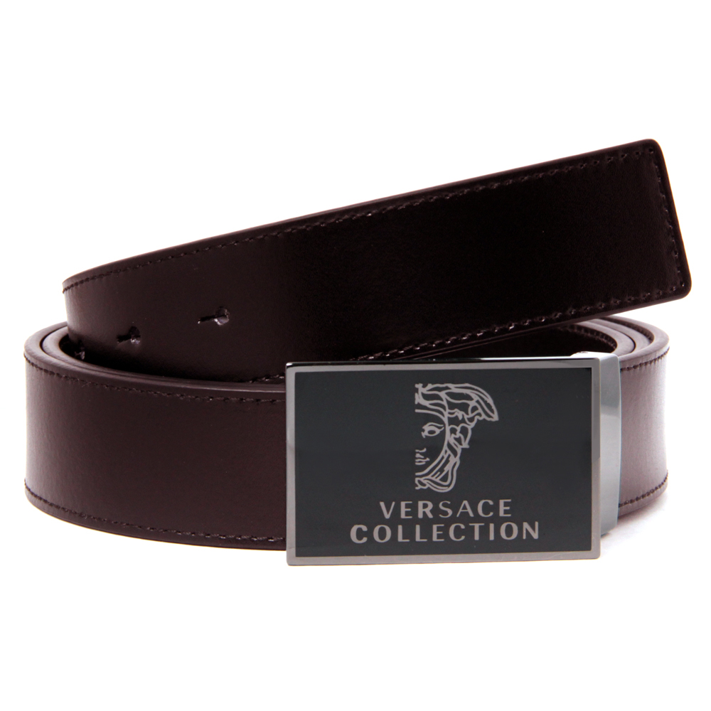 Versace Collection V91S173 Men's Leather Belt with Silver Buckle eBay