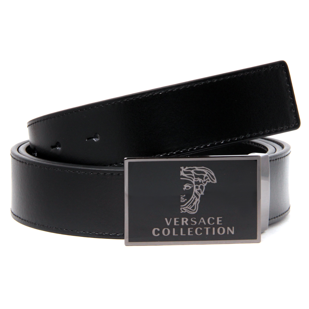 Versace Collection V91S173 Men's Leather Belt with Silver Buckle eBay