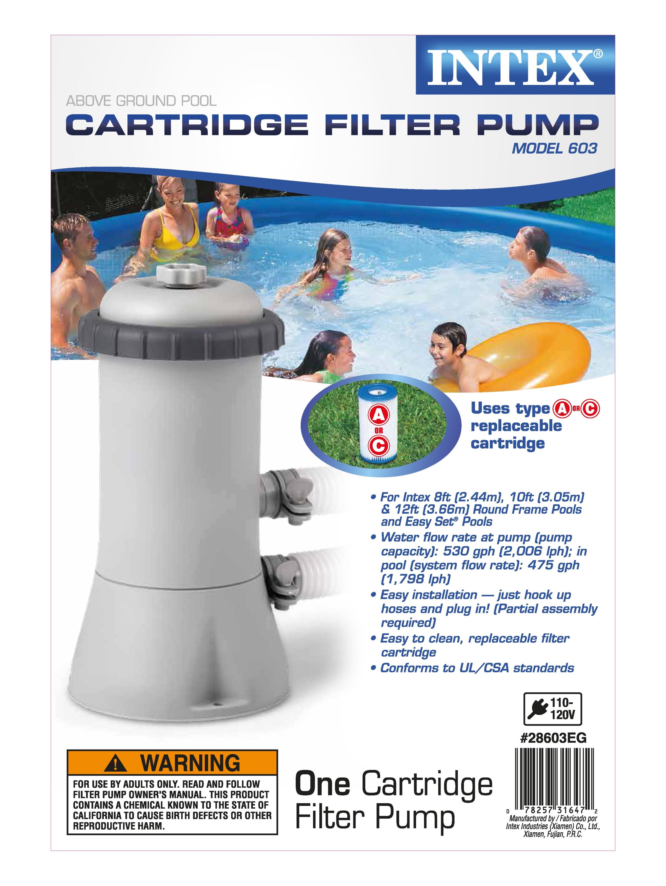 Intex 530 GPH Easy Set Swimming Pool Filter Pump with GFCI 603 28603EG