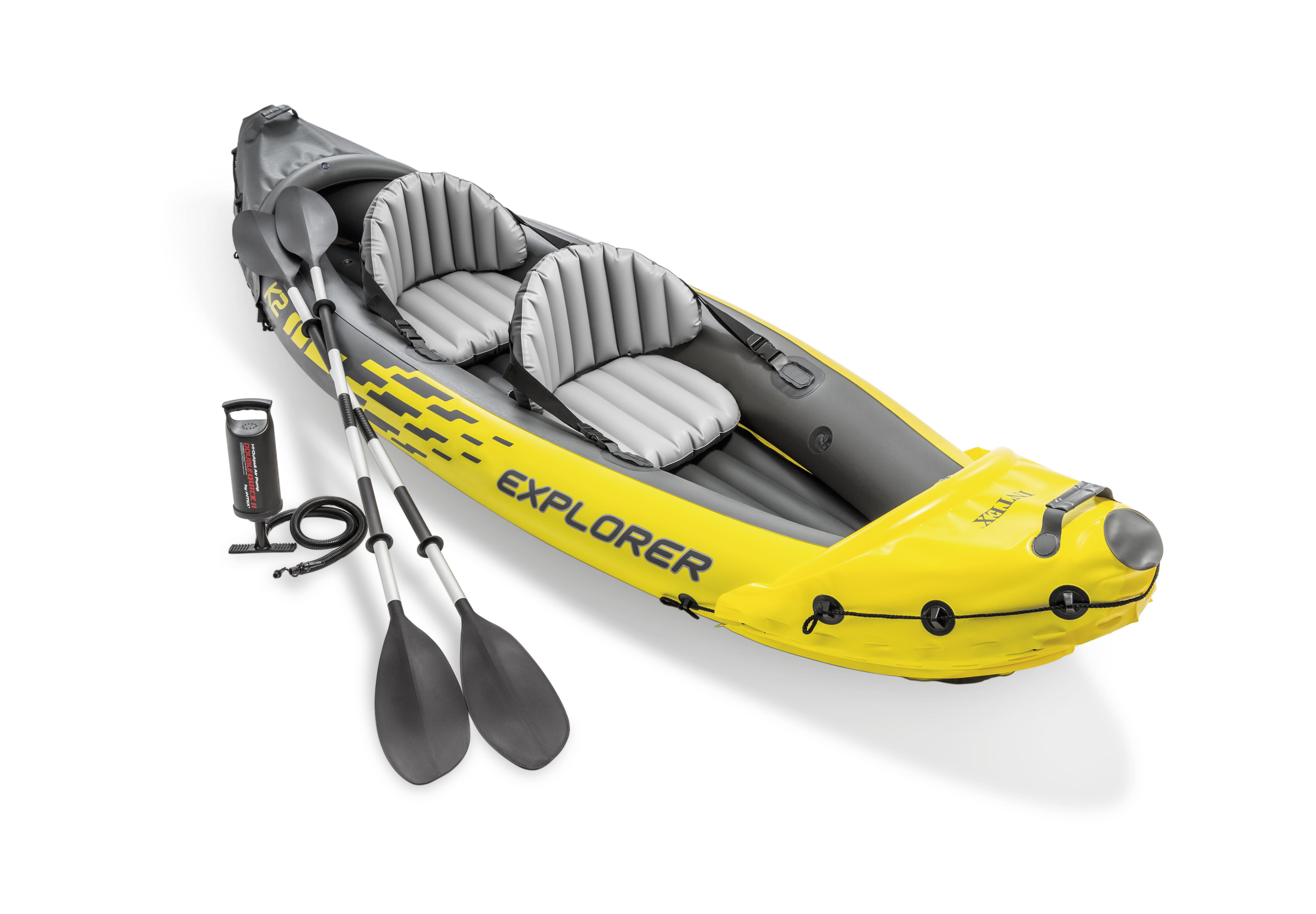 Intex 2 Person Explorer K2 Inflatable Kayak w/ Aluminum Oars & Air Pump