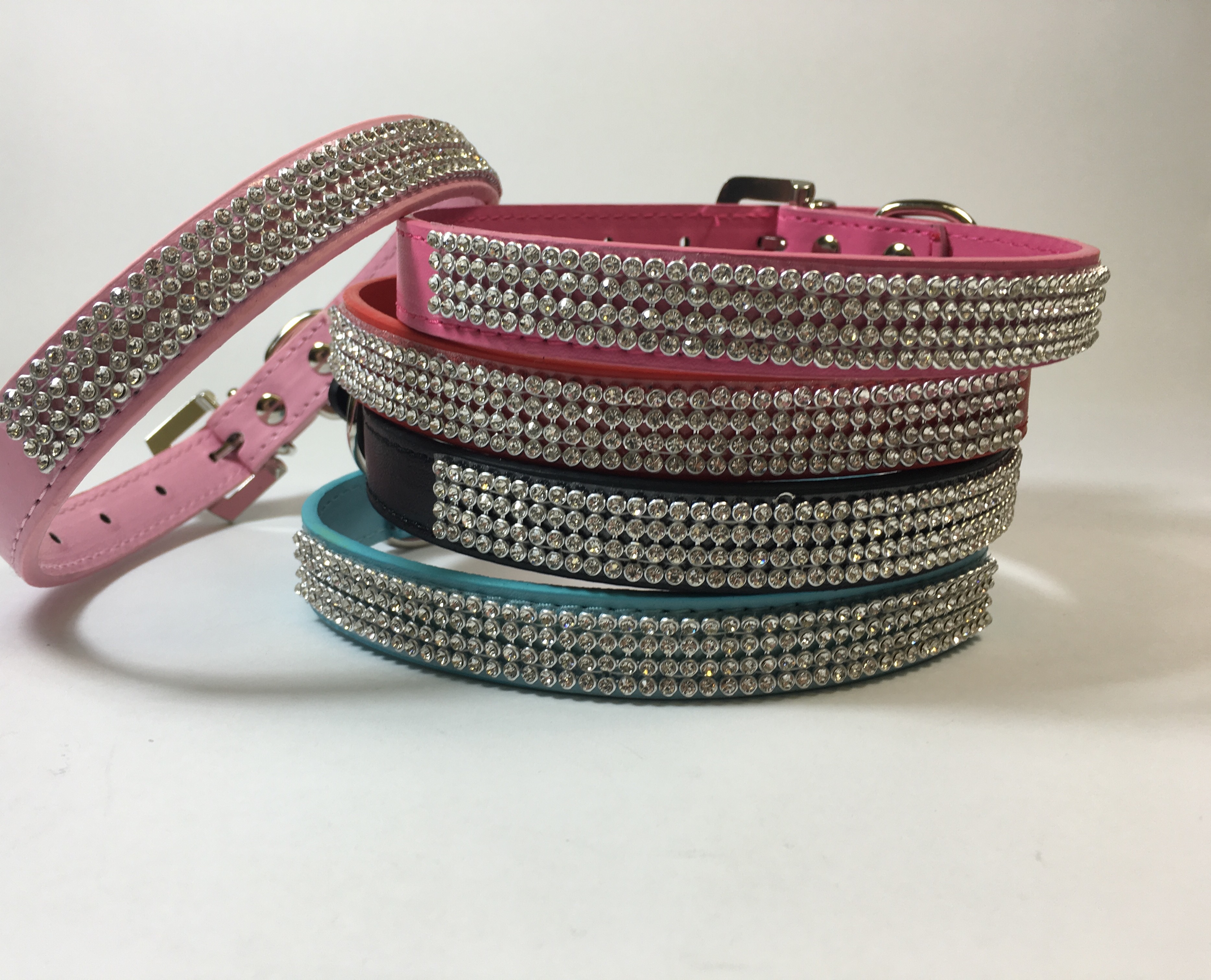Bling Rhinestone Dog Collar Soft Padded Leather, Stunning & Beautiful