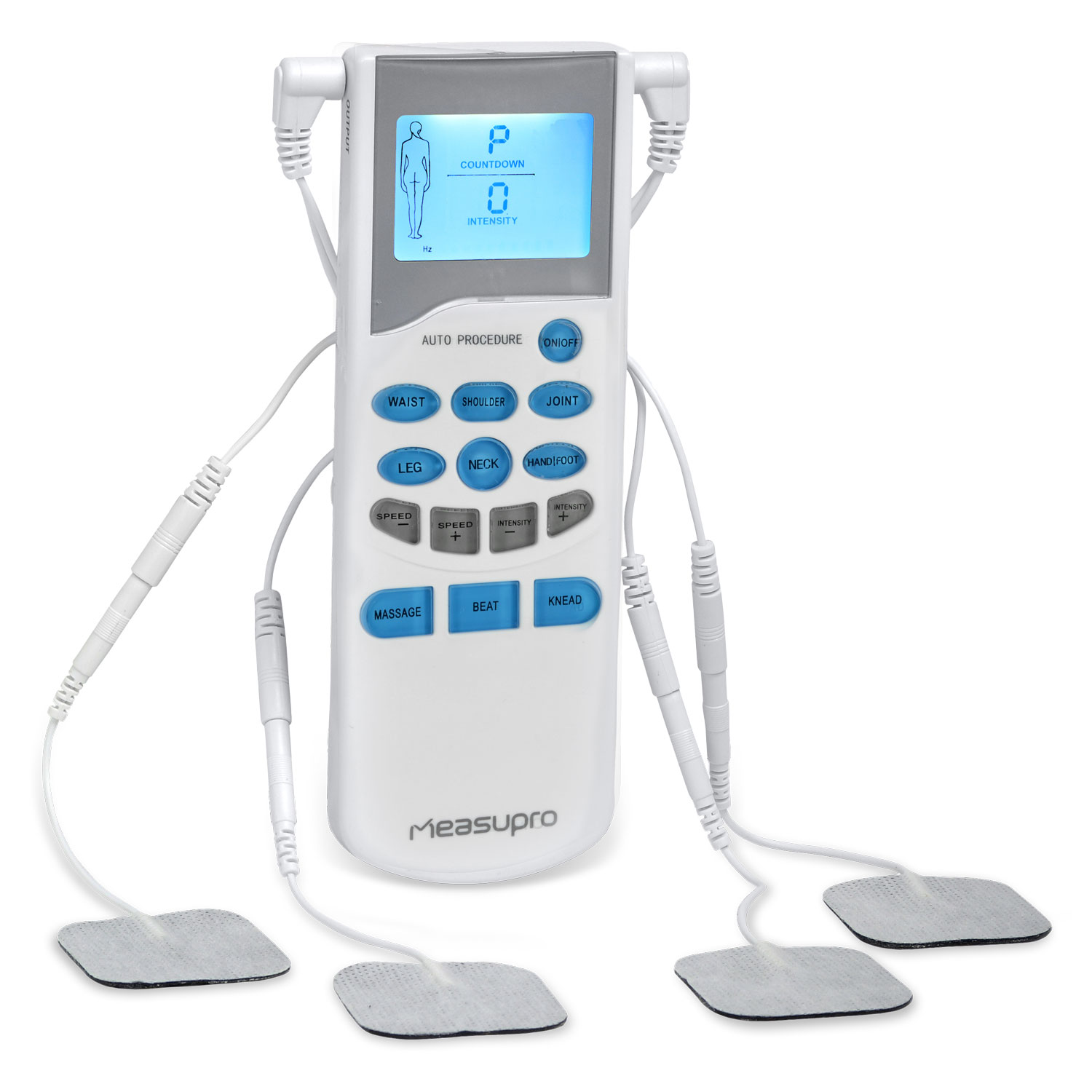 MeasuPro TENS Ultra Quiet Electronic Pulse Massager w/ 2 Outputs + 3