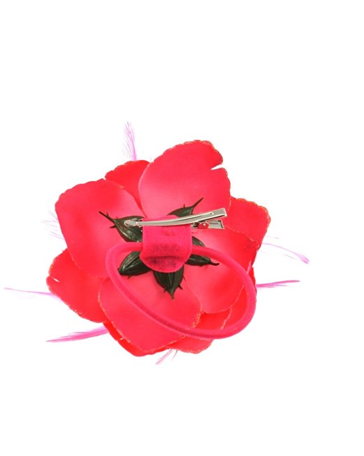 Zac/'s Alter Ego® Glitter Edge Fabric Flower with Feathers on Hair Clip /& Elastic