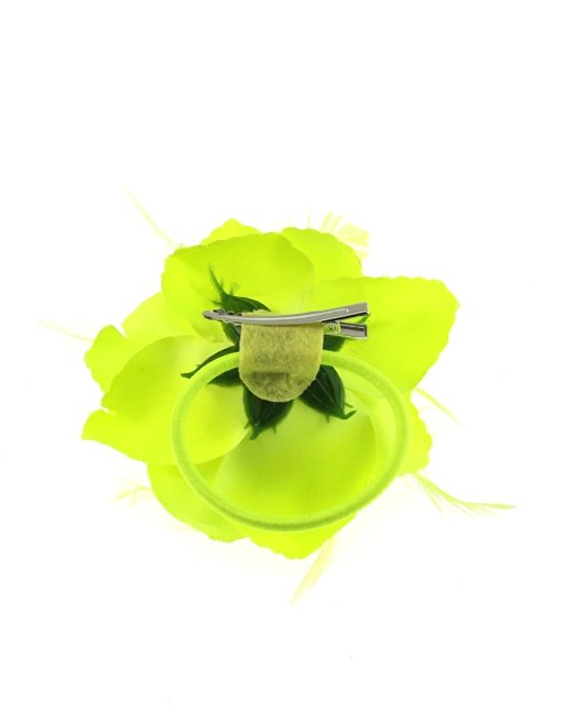 Zac/'s Alter Ego® Glitter Edge Fabric Flower with Feathers on Hair Clip /& Elastic