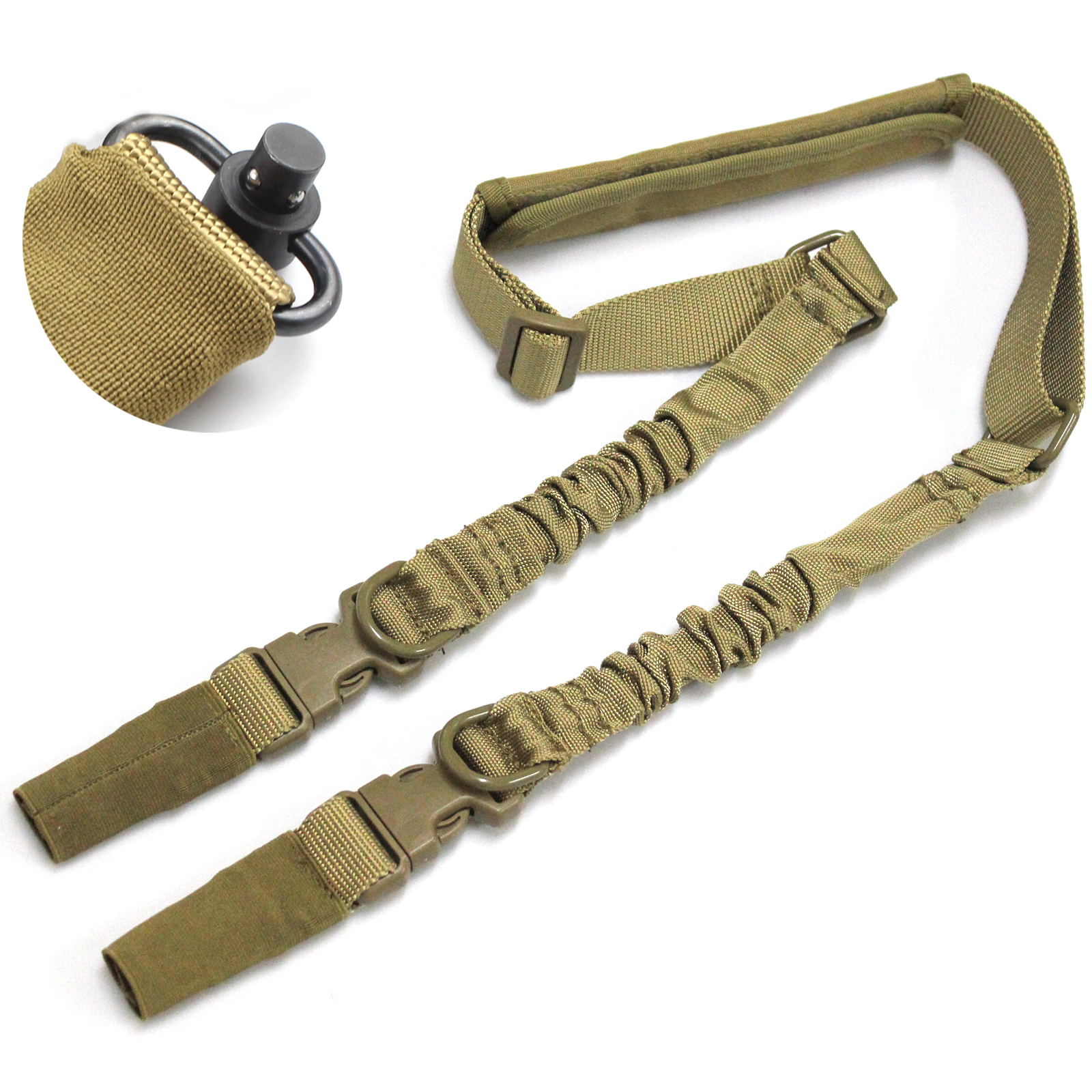 Tactical 1 2 Point Rifle Sling QD Gun Strap Hunting Bungee Quick