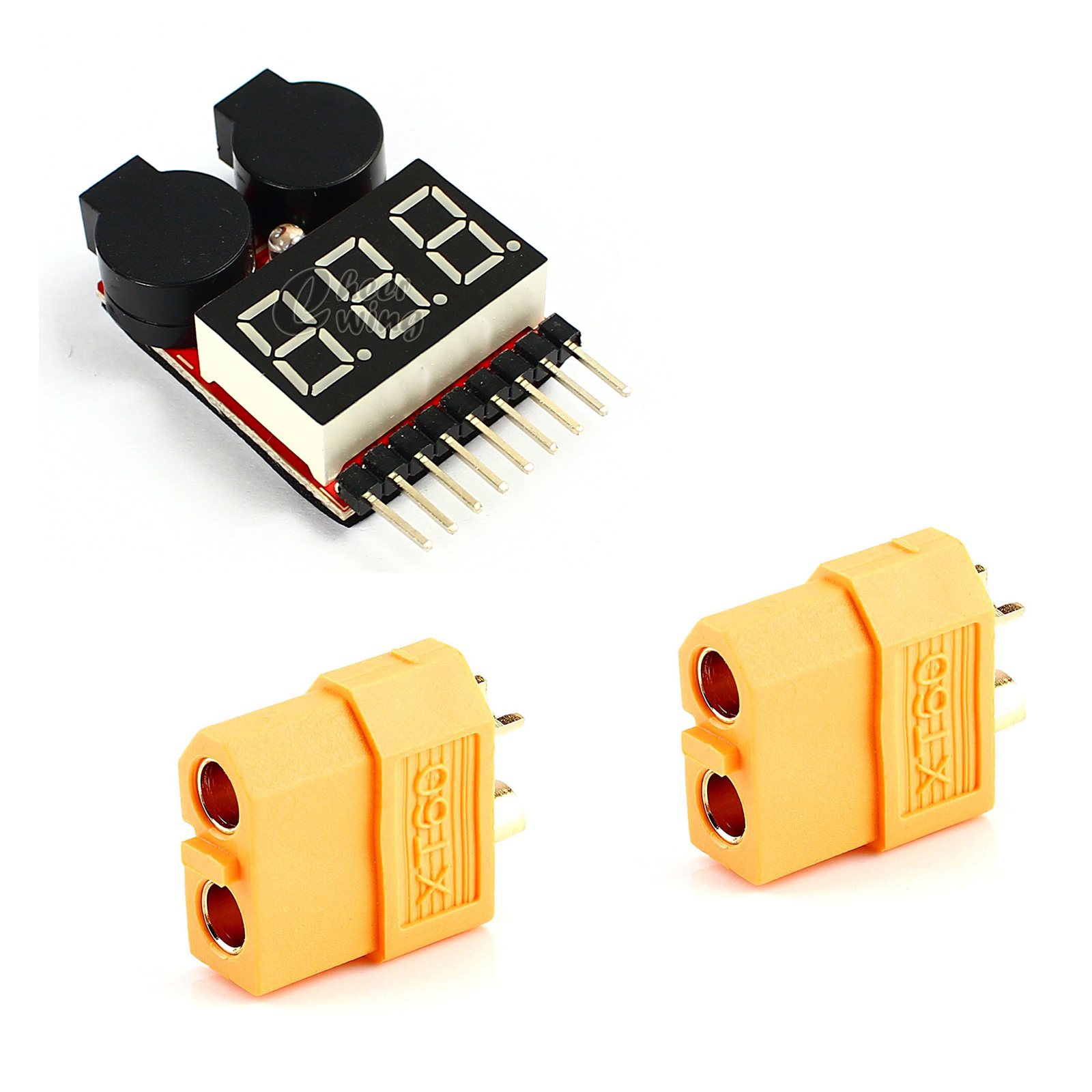 Finware Lipo Alarm Voltage Checker + Warning Buzzer +2 Pair XT60