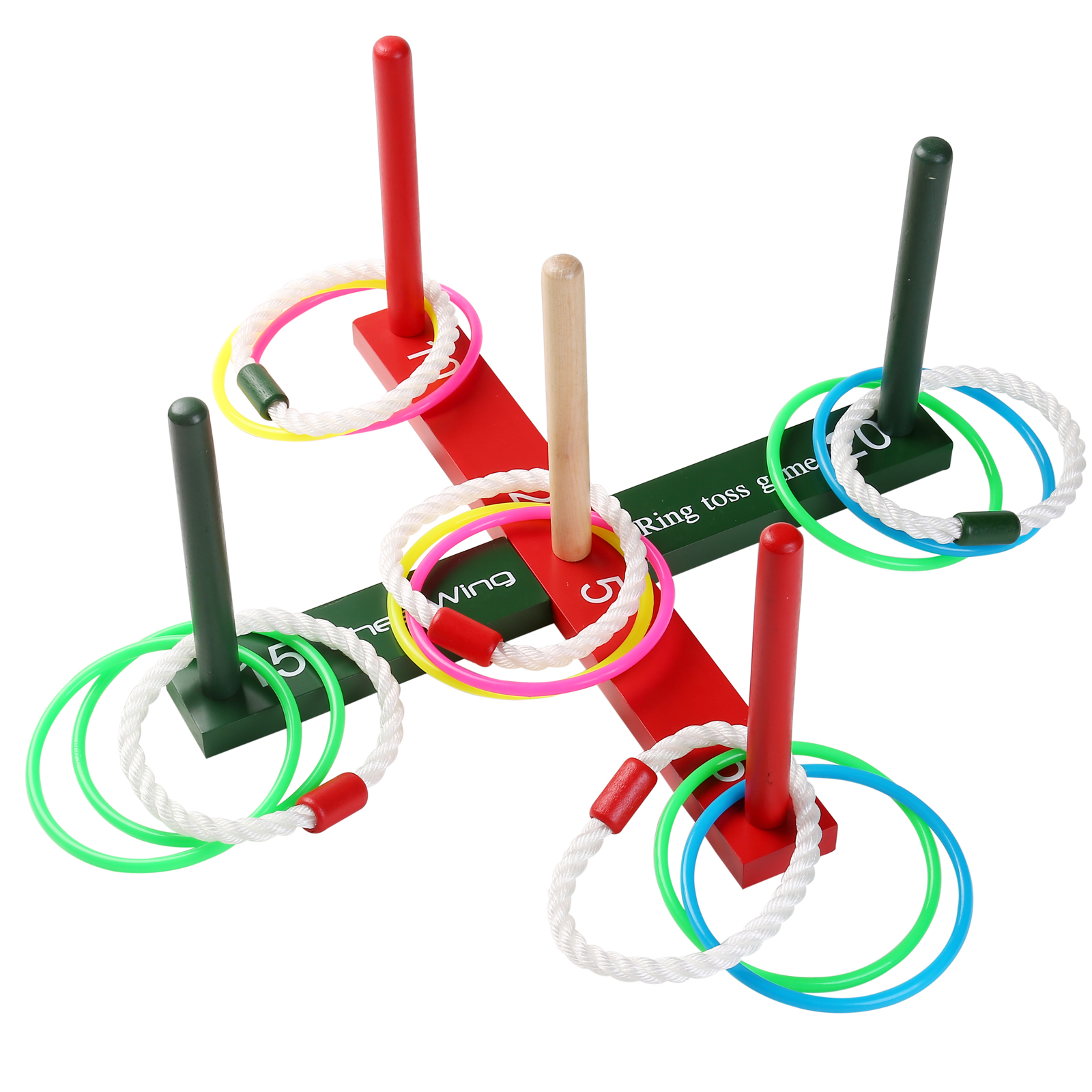 Wooden Ring Toss Rings Outdoor Set Quoit Game for Kids Adults with