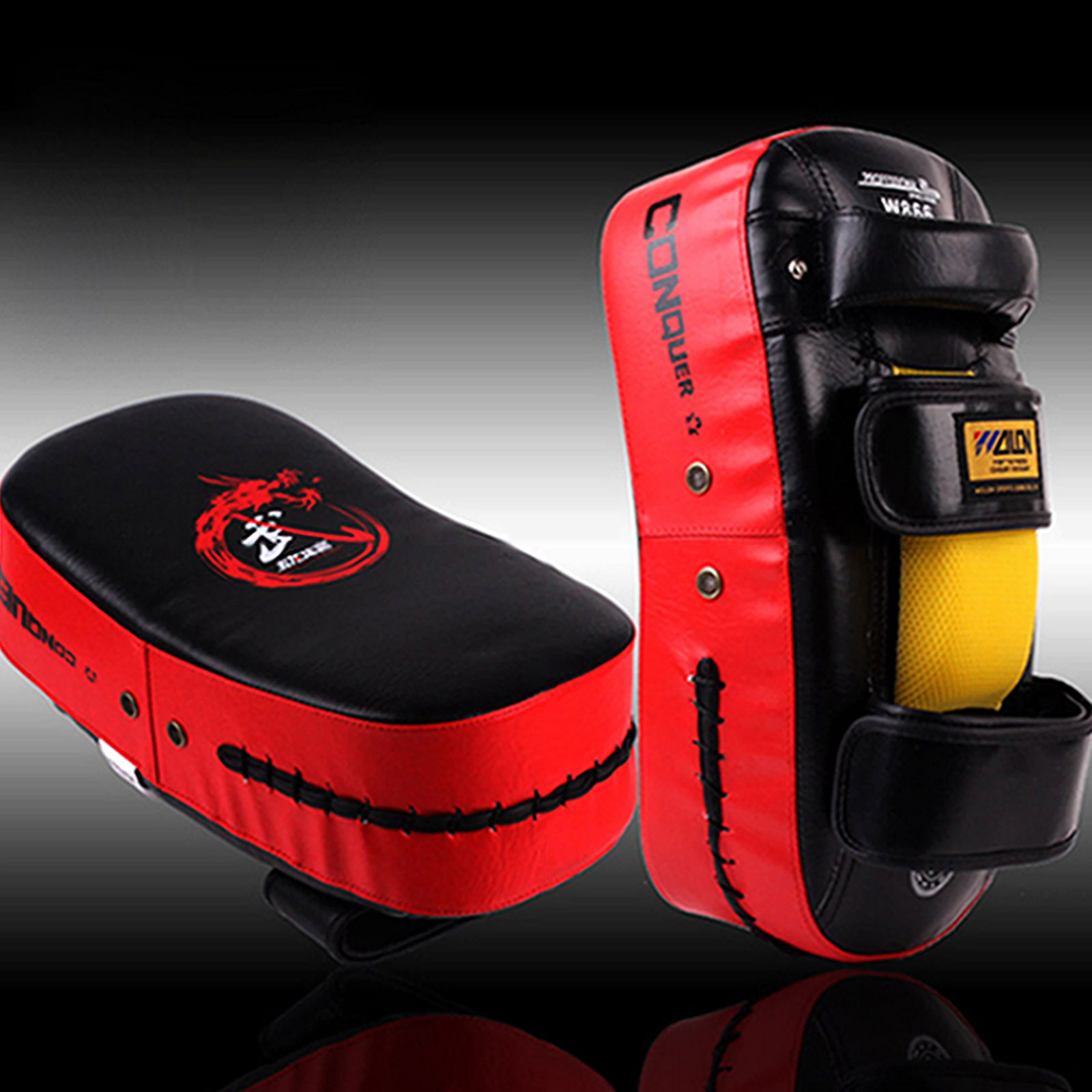 Thai Kick Boxing Punching Pad Curved Punch Shield Mitt MMA Target Focus