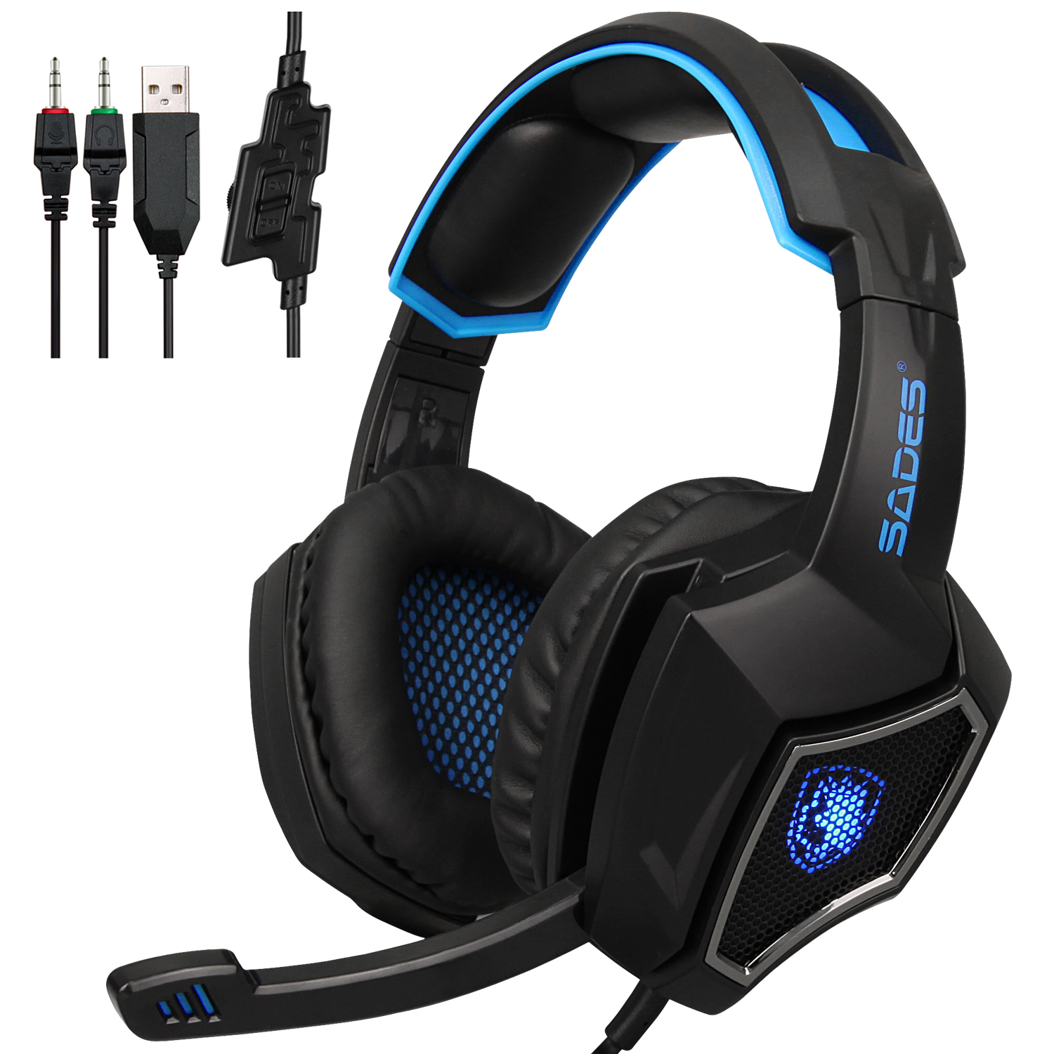 60034 03. sades spirit wolf gaming headset headphone w mic stereo hifi  Headphone with Mic