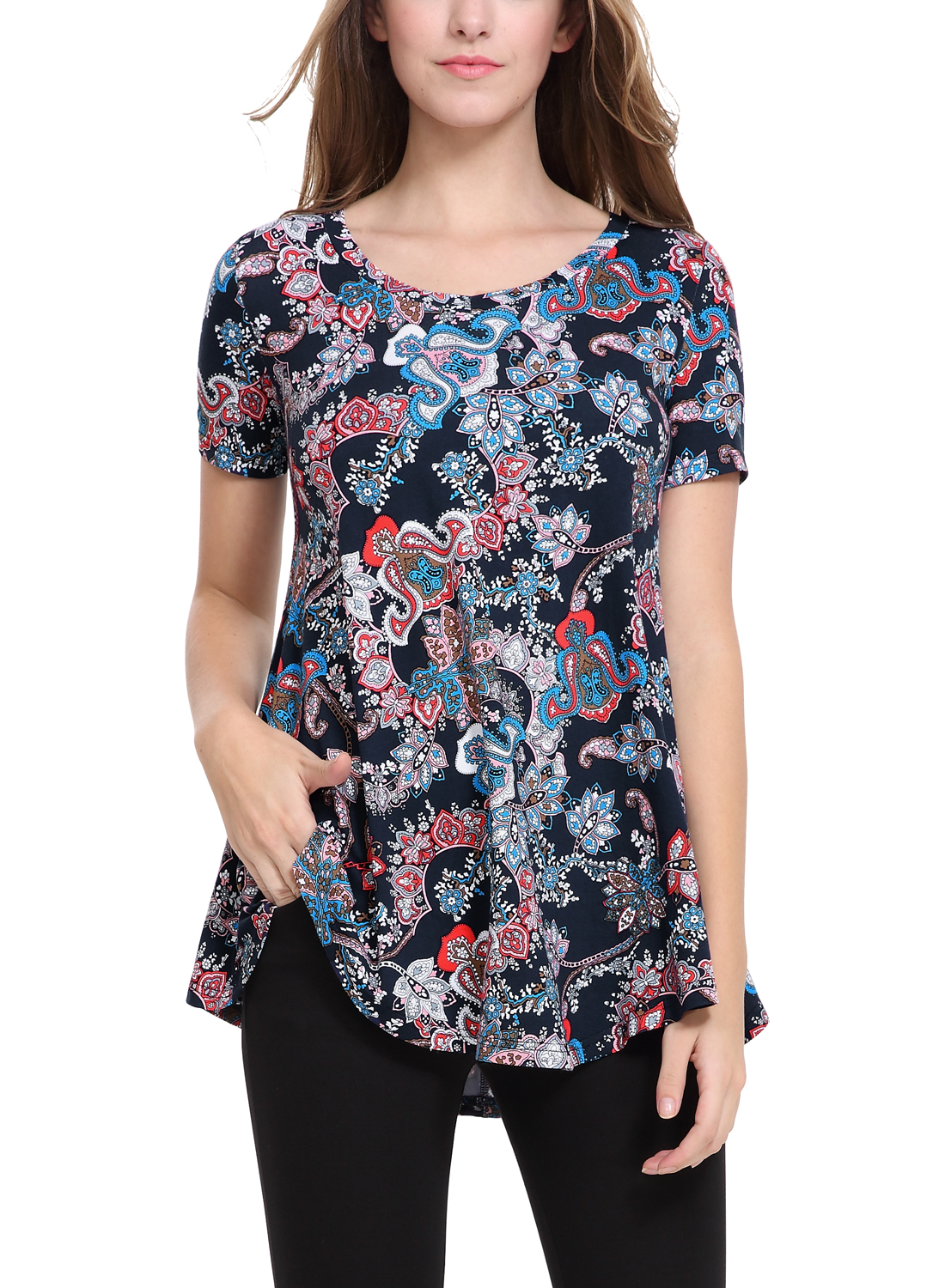 Womens Flared Comfy Loose Fit Tunic Top