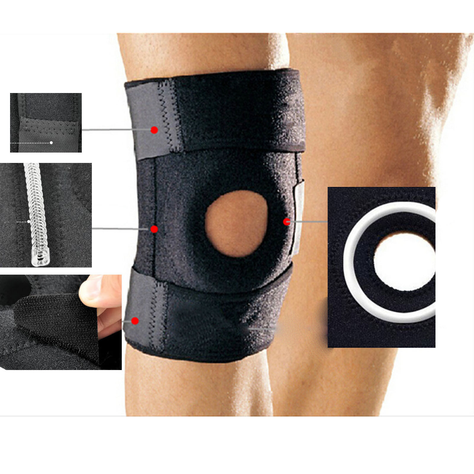 Adjustable Knee Patella Support Brace Wrap Cap Stabilizer Sports Black