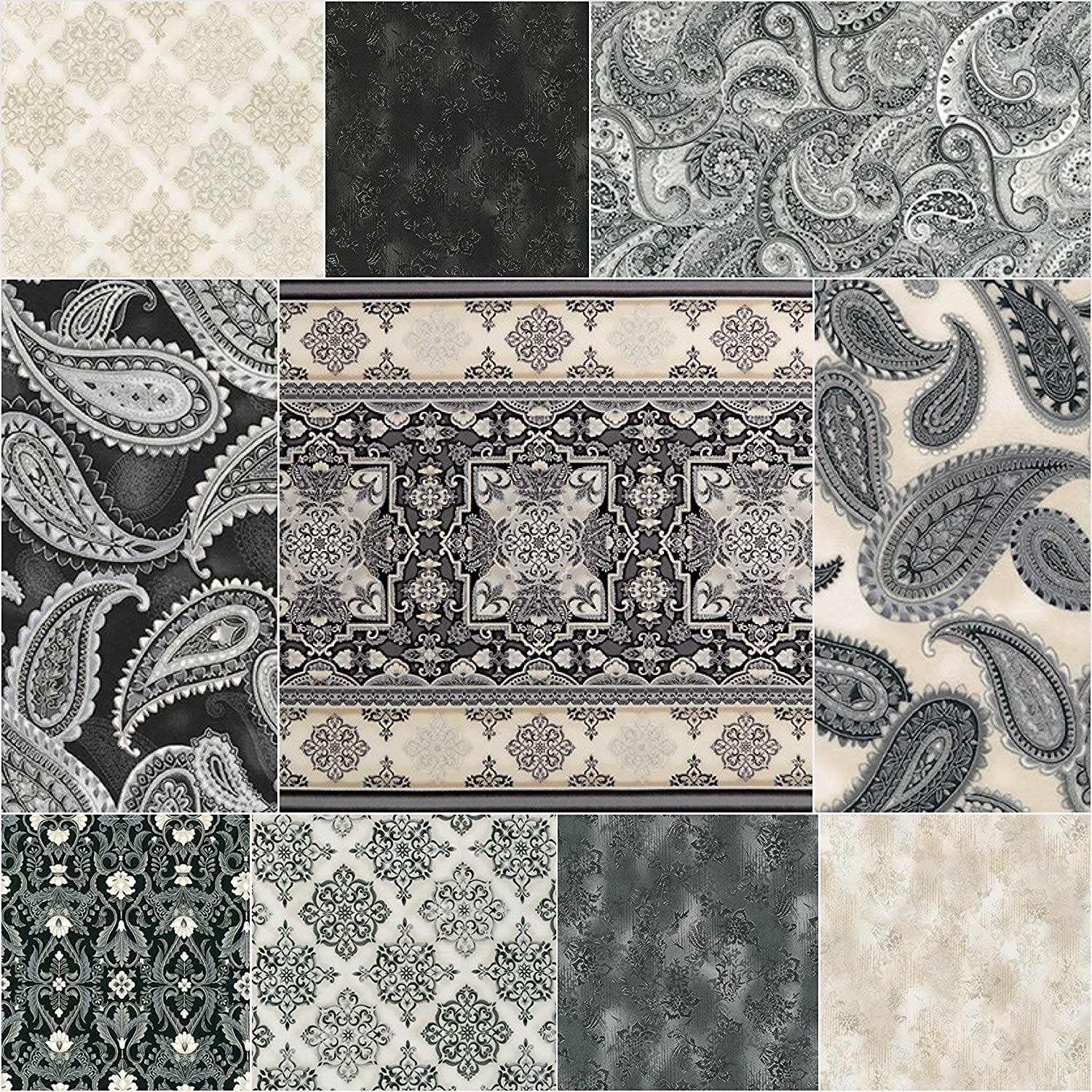 Studio RK Trieste Onyx 9 Fat Quarter + 1 Panel Bundle Robert Kaufman Fabrics eBay
